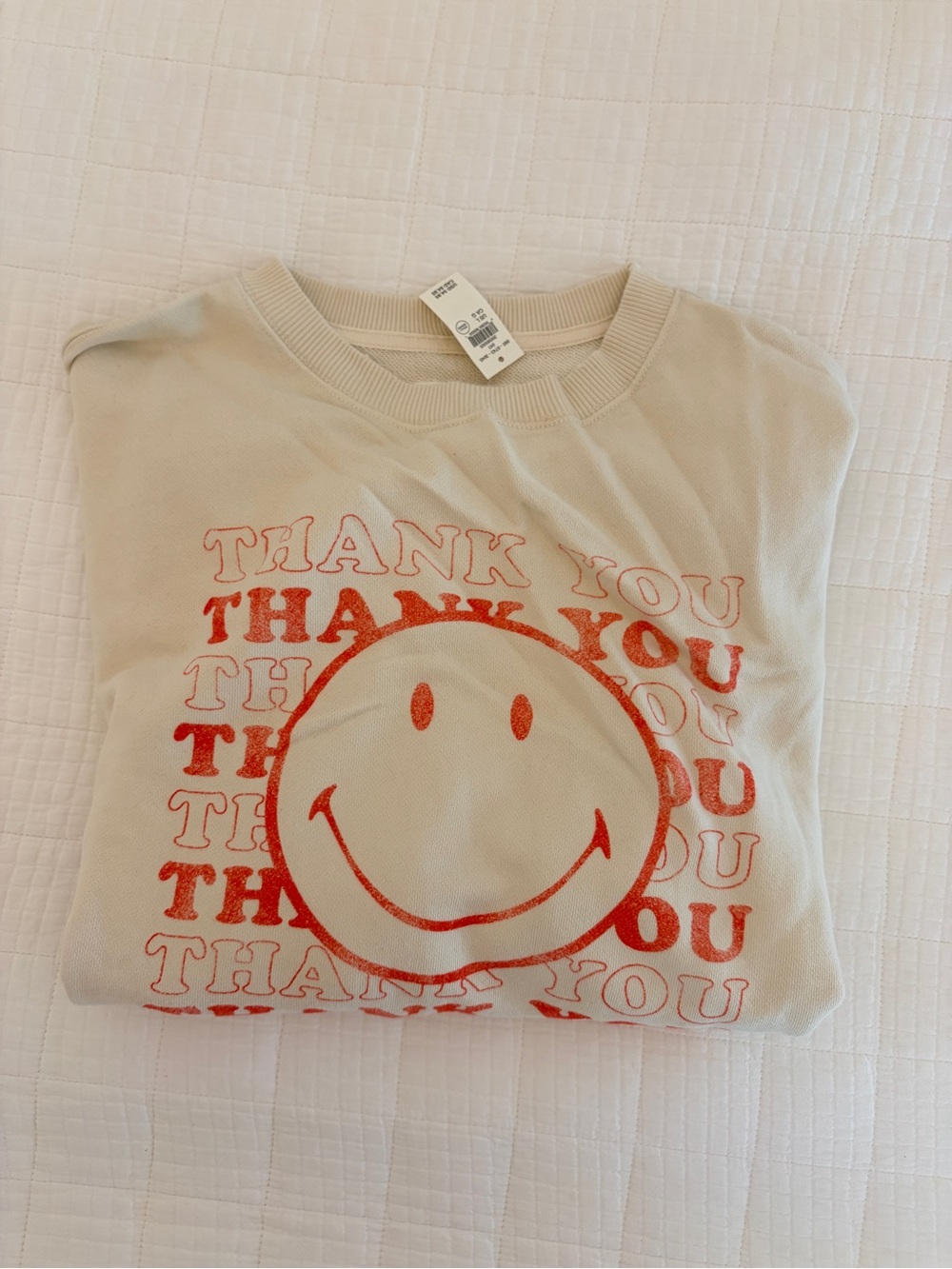 American eagle oversized Graphic Sweatshirt with Red Smile Print